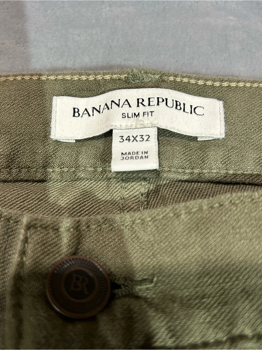 Banana Republic Linen Blend Slim Fit Olive Green Pants- 34x32